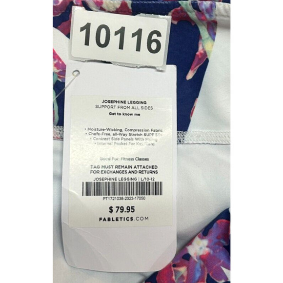 Fabletics Leggings Womens Large White Pink Floral Actual 30X27 Stretch Pants NWT - Picture 8 of 8